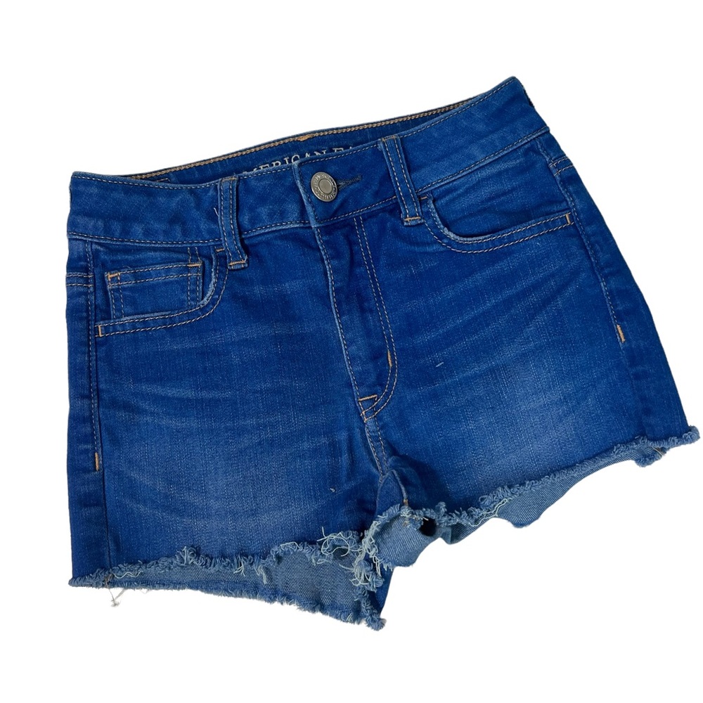 AEO AMERICAN EAGLE OUTFITTERS Shorts Blue Denim Hi Rise Shortie super st…